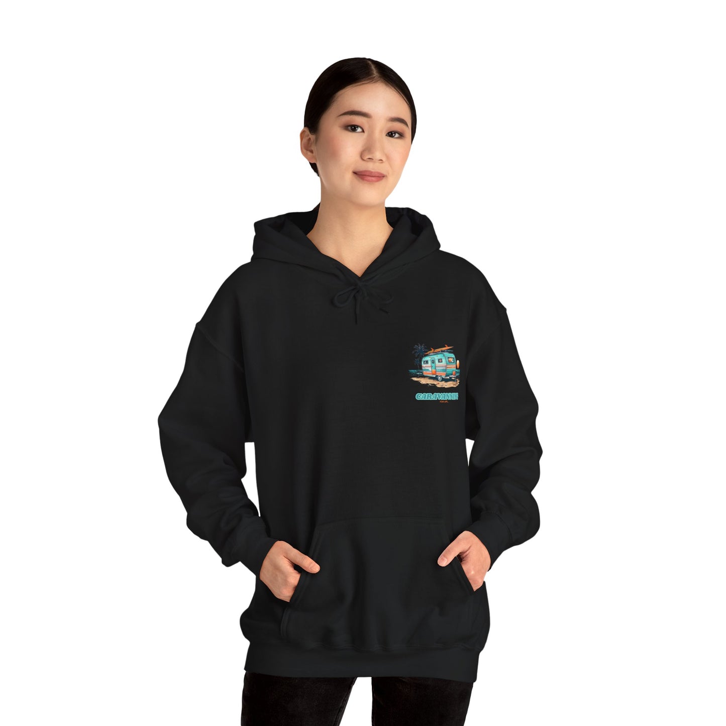 Caravanning For Life Unisex Hoodie - Caravan Lover Hoodie / Caravan Hoodie - Caravaner Hoodie - Small Print (Front)