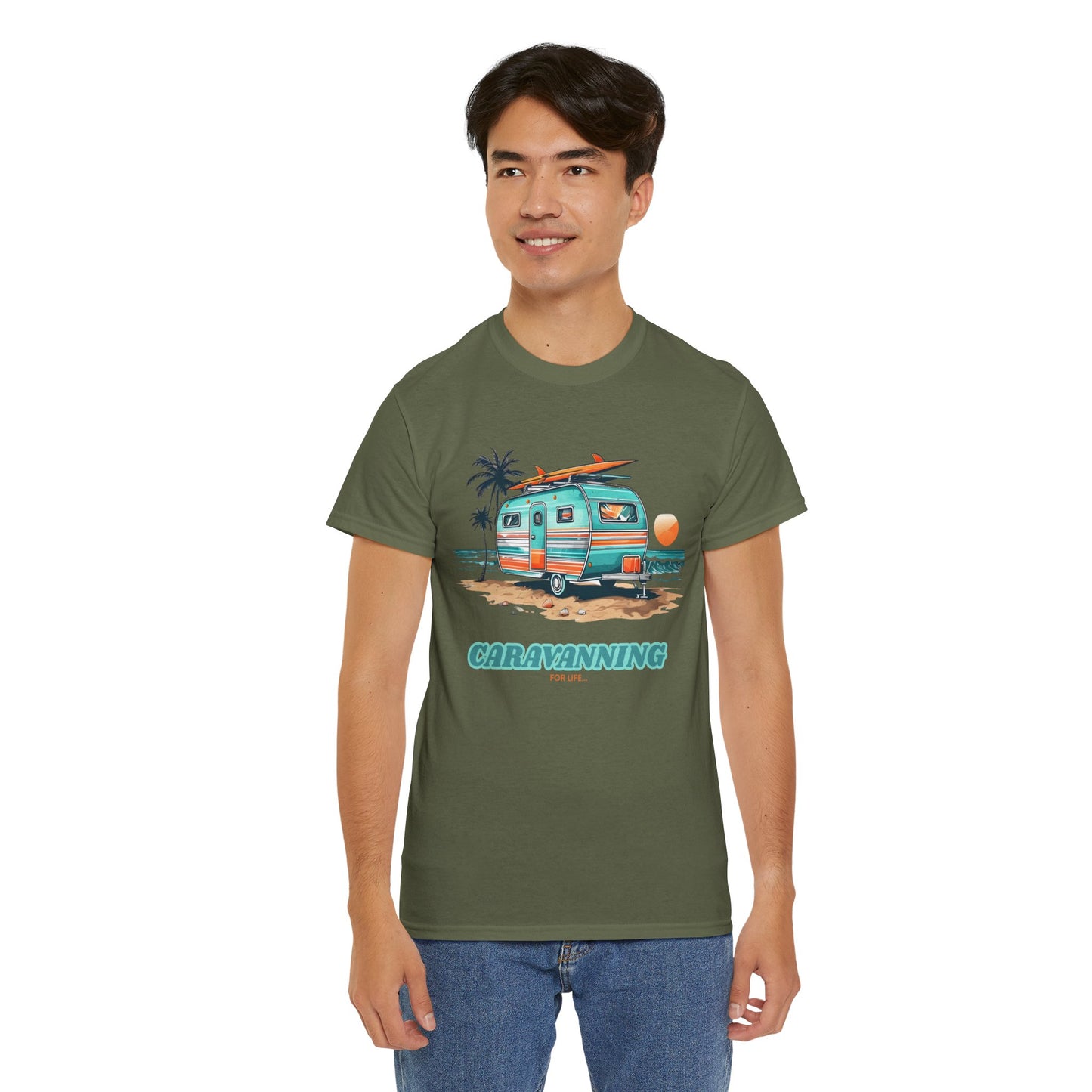 Caravan T-Shirt - Caravanning for Life Design Unisex T-Shirt - Caravanning T-Shirt - Large Design (Front Print)