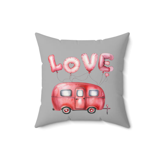 Love My Caravan Cushion Grey, Caravan Pillow Gift, Caravan Lover Decor, 16x16", Grey Cushion